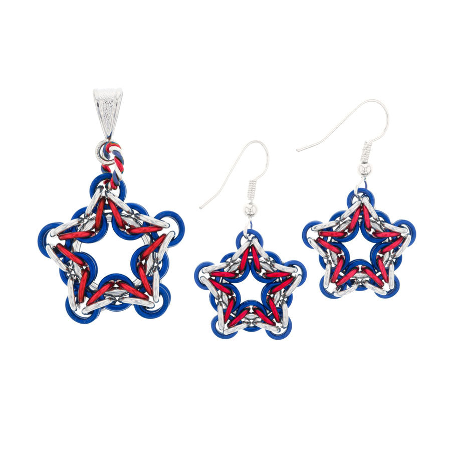 Remebrance Star Chain Maille Pendant and Earring Kit - Goody Beads