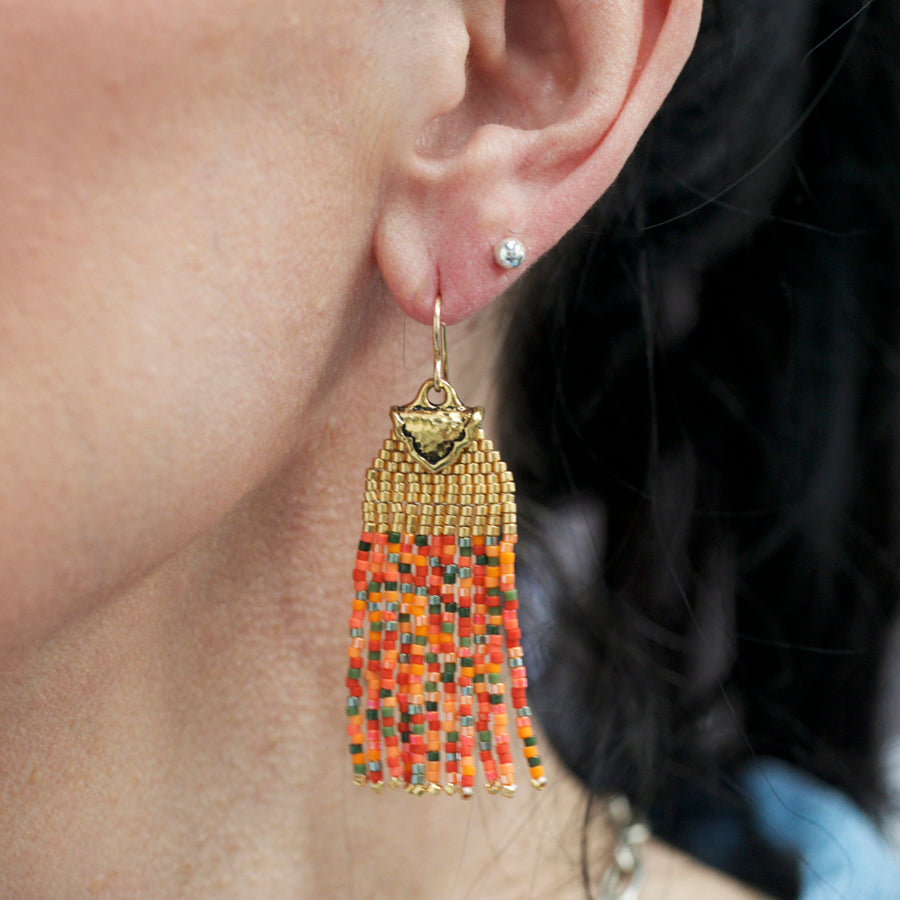 The Arcadia Fringe Earrings - Pumpkin Patch - Goody Beads