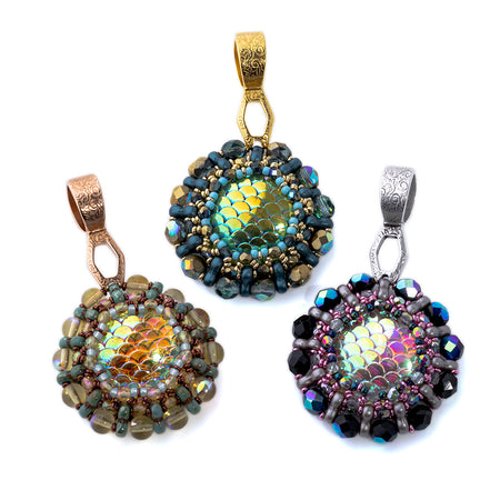 Tilt-A-Whirl Reversible Pendant Kit from Lisa's Bead Designs - Green Picasso