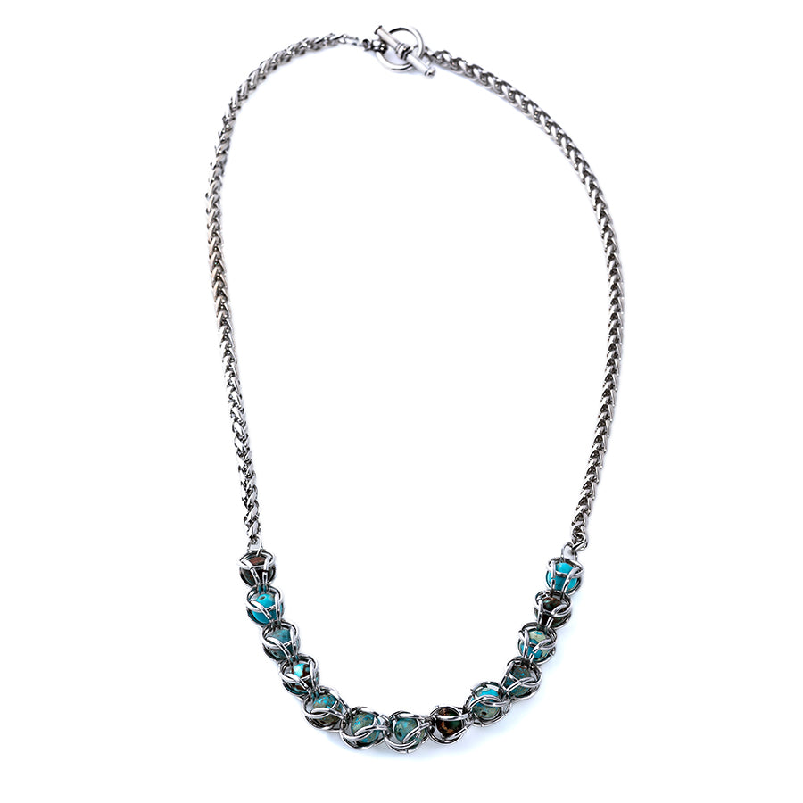 Captured Chain Maille Necklace Kit - Aqua Impression Jasper