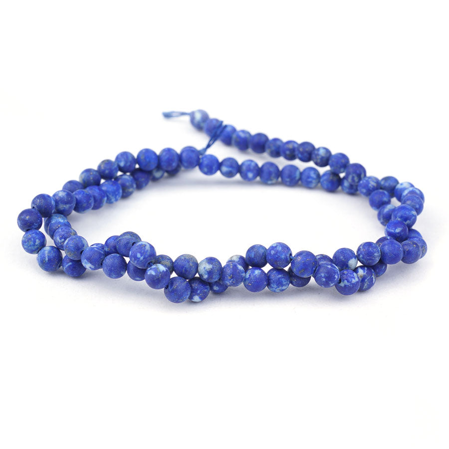 4mm Matte Lapis Natural Round A Grade - 15-16 Inch - Goody Beads