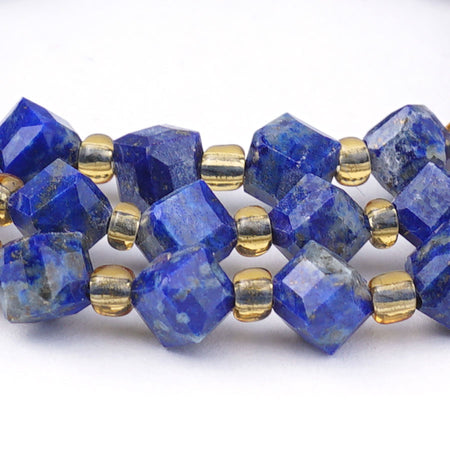 Lapis 4x6 mm Table Cut Corner Drilled Cube - 15-16 Inch - Goody Beads