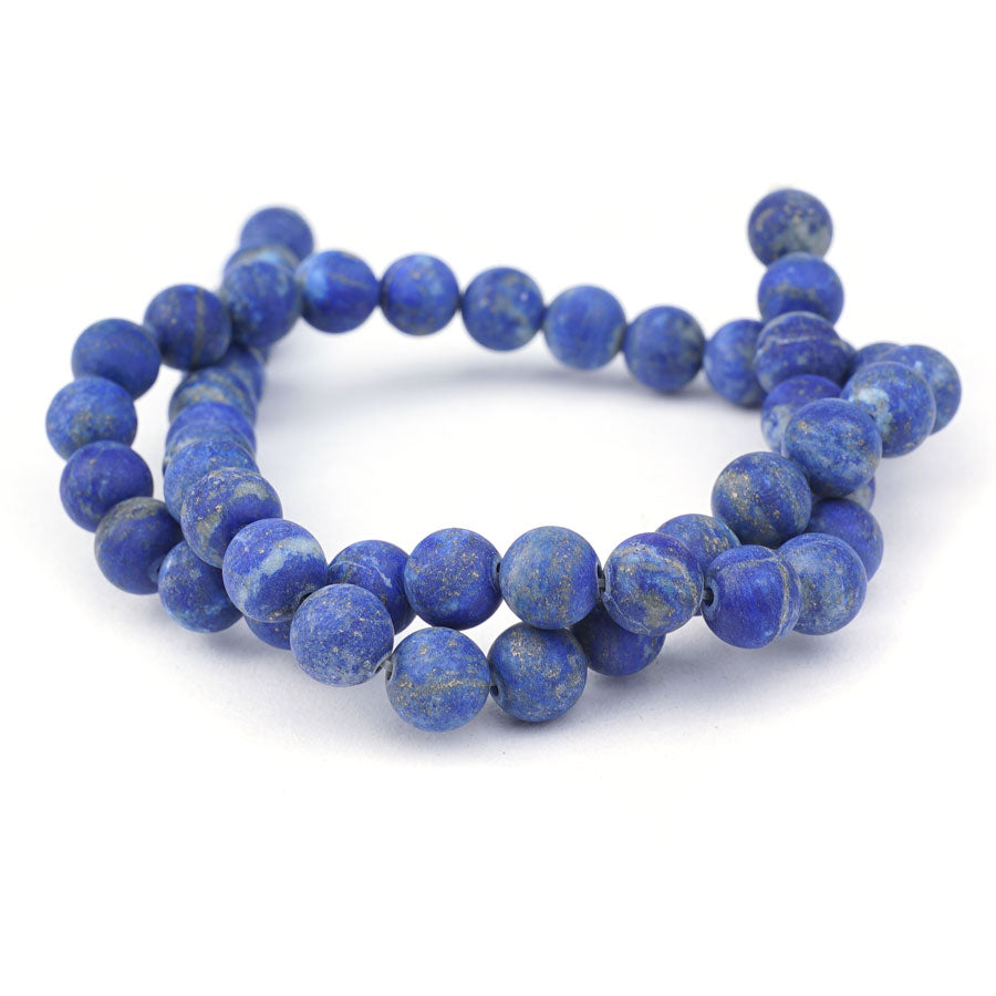 8mm Matte Lapis Natural Round A Grade - 15-16 Inch - Goody Beads