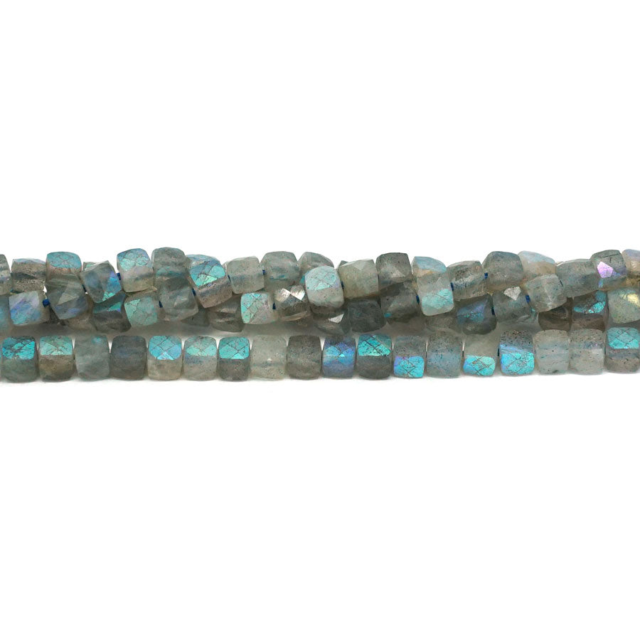 4-4.5mm Labradorite Faceted Rainbow Plated Cube - 15-16 Inch - Goody Beads