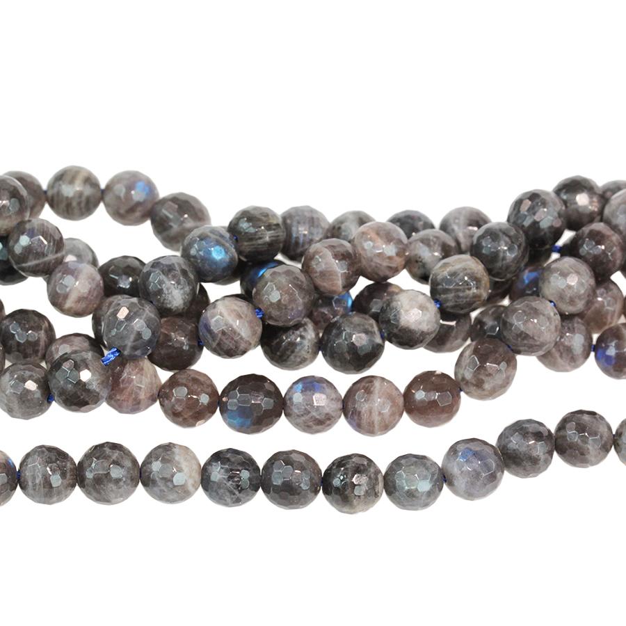 DARK Labradorite 8mm Faceted Round 15-16 Inch