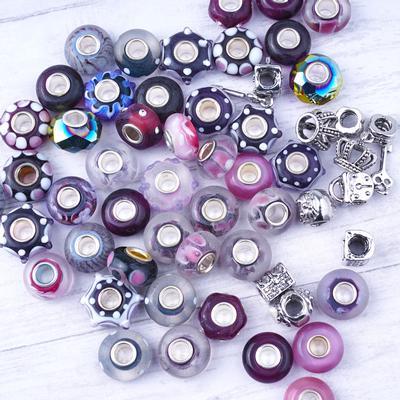 Royal Purple Large-Hole Bead Mix - 50 Pieces