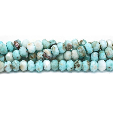 Larimar 5x8mm Natural Rondelle Faceted - 15-16 Inch