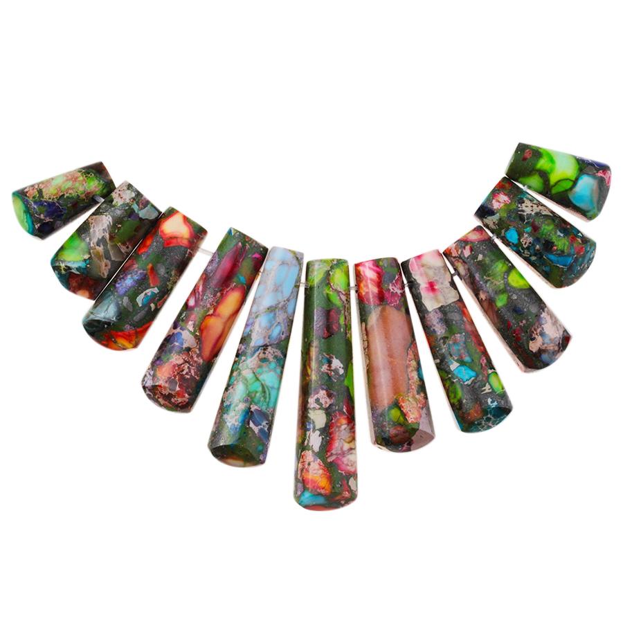 Mixed Impression Jasper 15-38mm 11-Piece Ladder Pendant Set