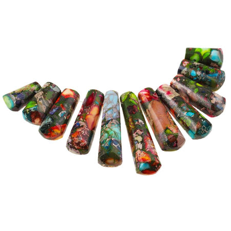 Mixed Impression Jasper 15-38mm 11-Piece Ladder Pendant Set