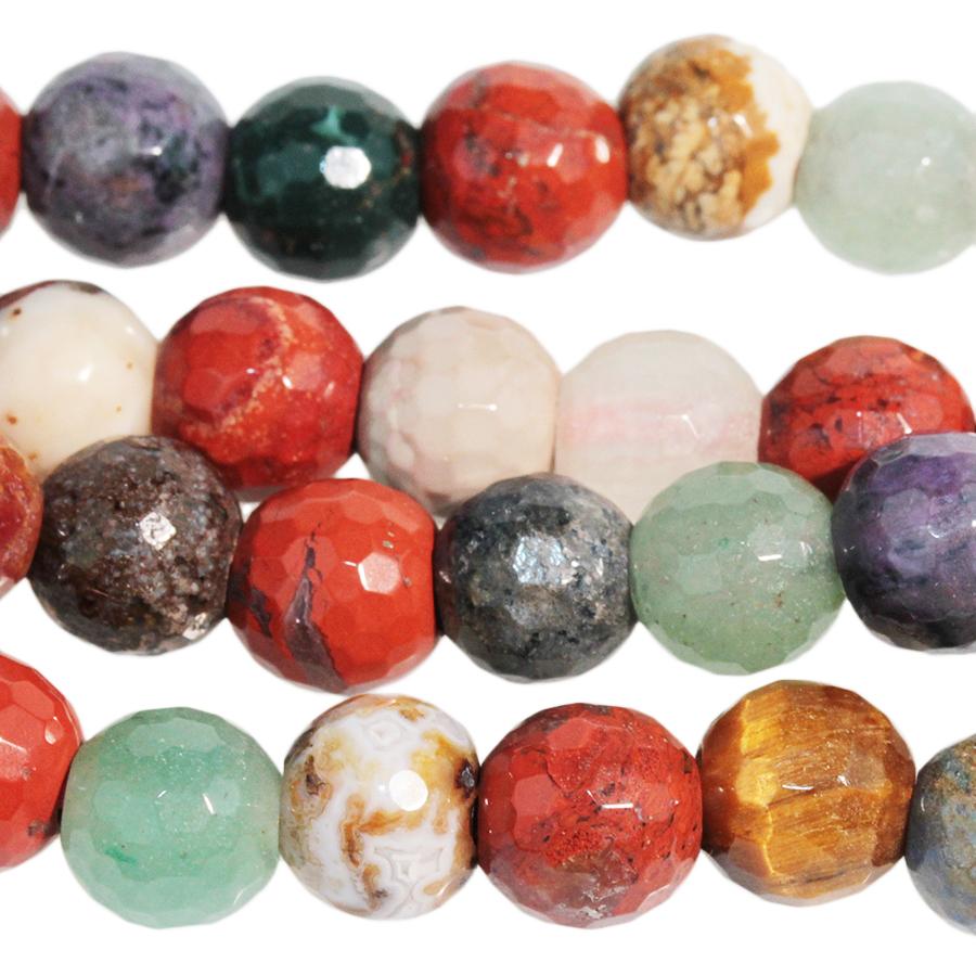 Mixed Stone 8mm Large Hole Faceted Round 8-Inch