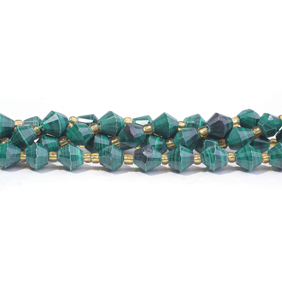 Malachite 8mm Bicone Faceted - 15-16 Inch - Goody Beads