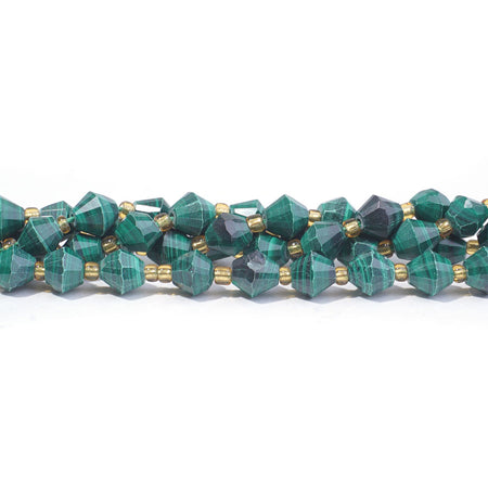 Malachite 8mm Bicone Faceted - 15-16 Inch - Goody Beads