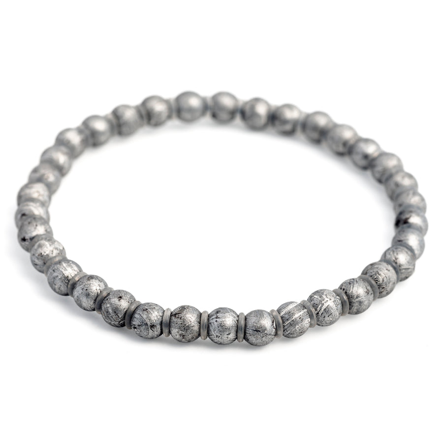 Muonionalusta Meteorite 5mm Round Bracelet Natural - DSPremier