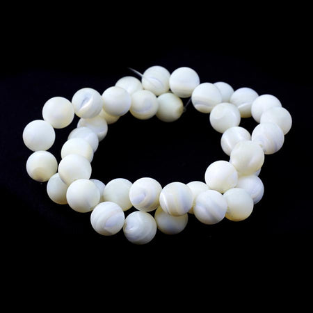 MATTE Mother of Pearl AA Grade 10mm Round 15-16 Inch