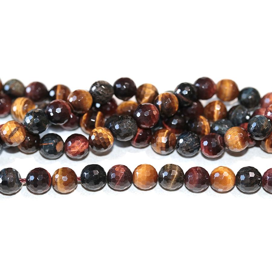 Multi Tiger Eye 8mm Faceted Round 15-16 Inch