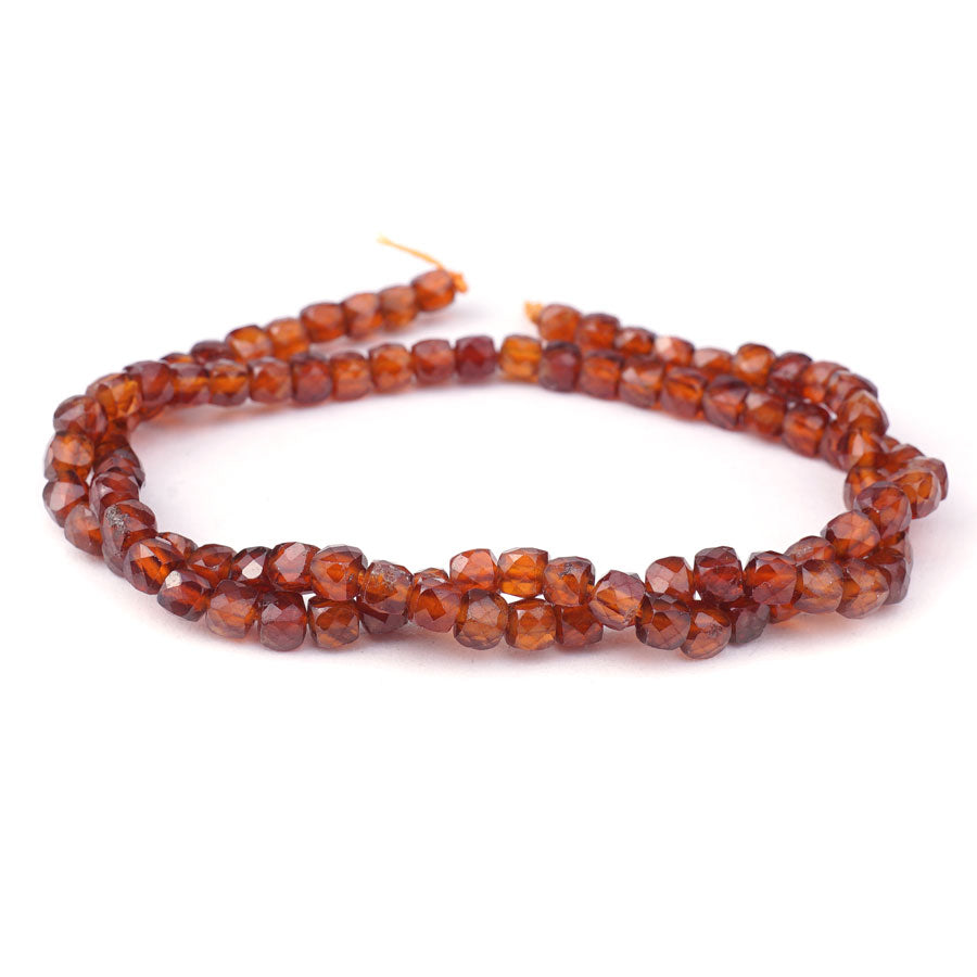 4mm Orange Garnet Natural Faceted Cube AA Grade - 15-16 Inch - Goody Beads