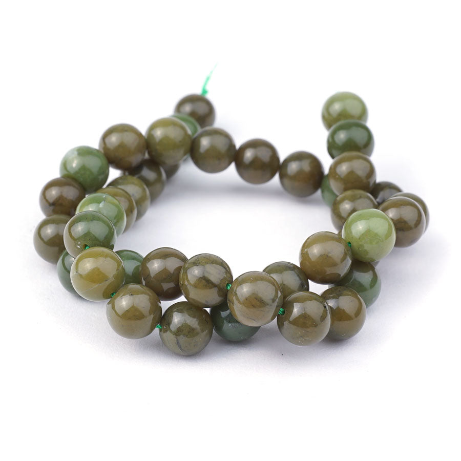 Olive Jade 10mm Round - 15-16 Inch - Goody Beads