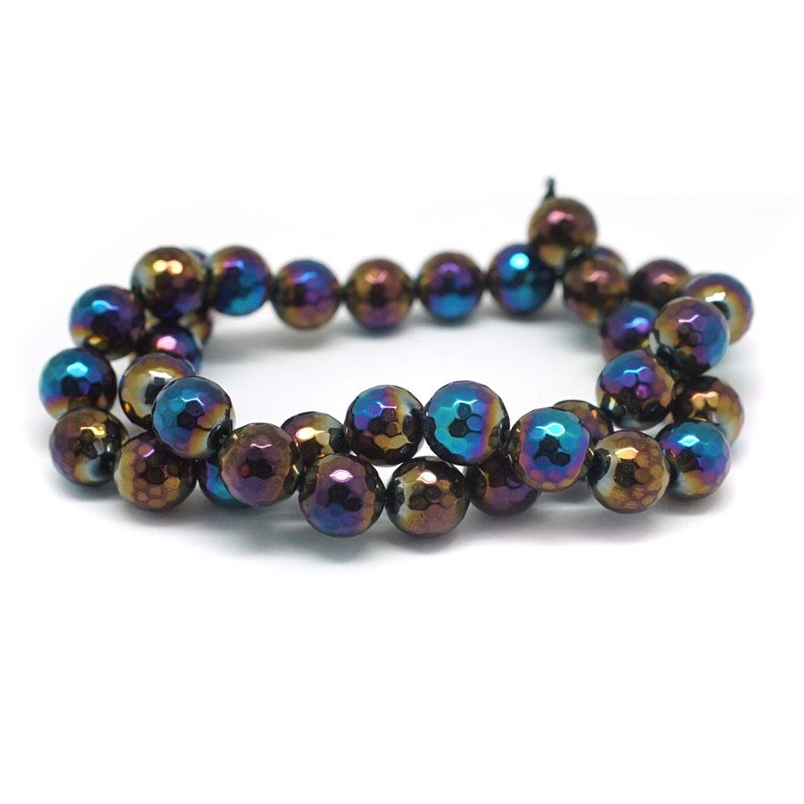 Onyx Faceted Rainbow Plated 10mm Round - 15-16 Inch