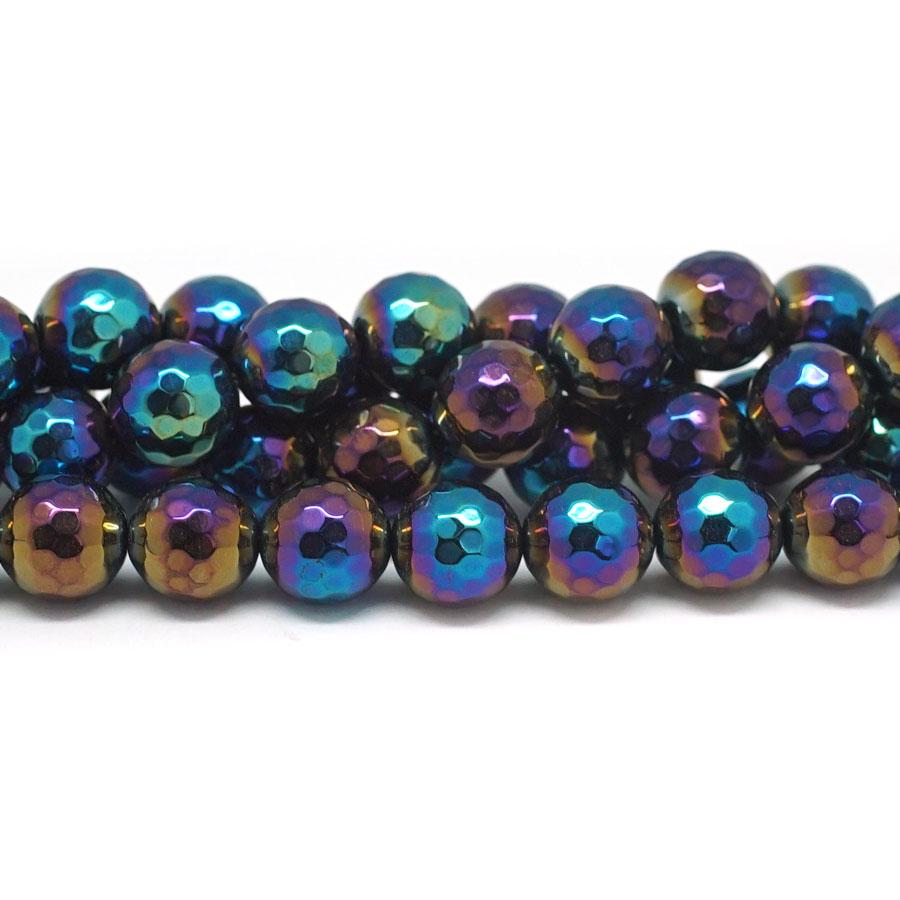 Onyx Faceted Rainbow Plated 10mm Round - 15-16 Inch