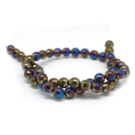 Onyx Faceted Rainbow Plated 8mm Round - 15-16 Inch