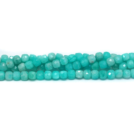 Peruvian Amazonite 4mm  Natural Cube Faceted - 15-16 Inch