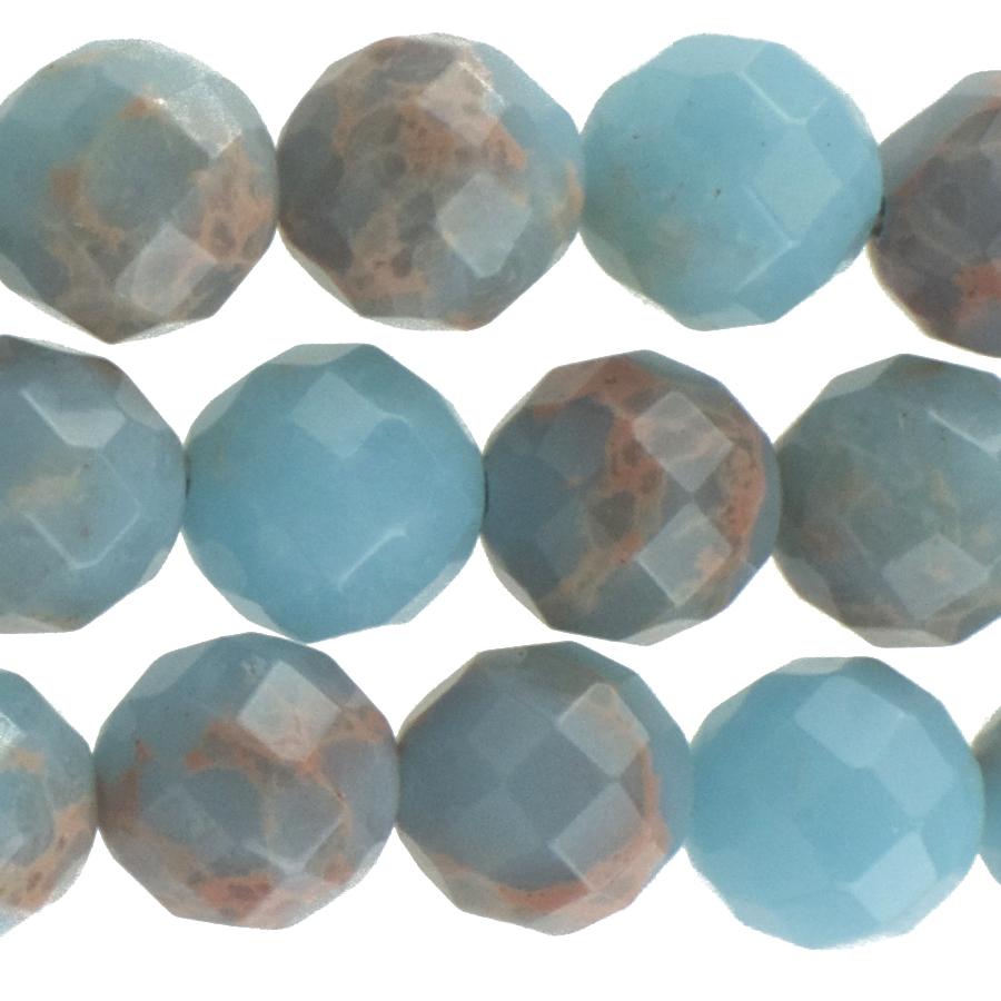 Powder Blue Impression Jasper 10mm Faceted Round 15-16 Inch (Dyed)