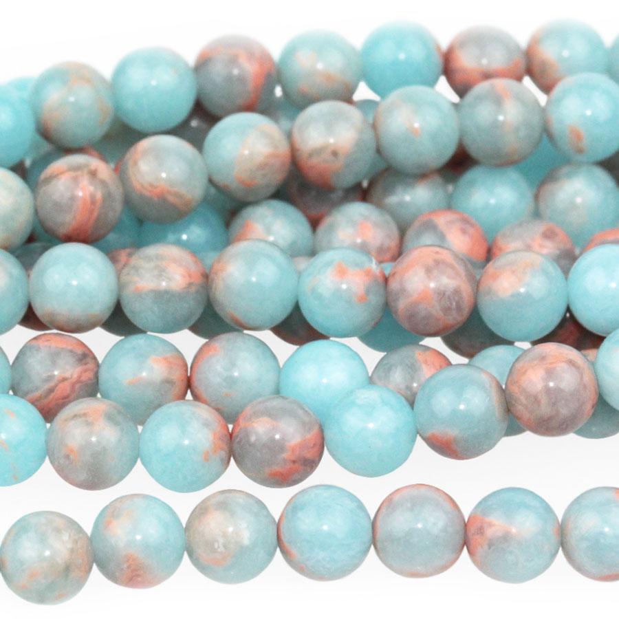 Powder Blue Impression Jasper 8mm Round 8-Inch - Goody Beads