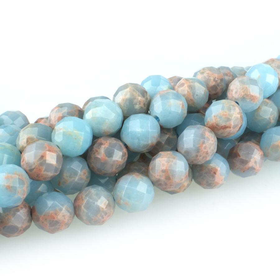 Powder Blue Impression Jasper 8mm Faceted Round 15-16 Inch (Dyed)