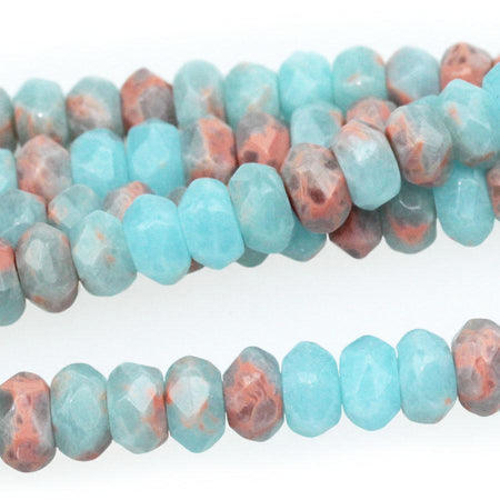 Powder Blue Impression Jasper 8mm Faceted Rondelle 8-Inch