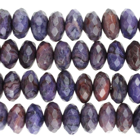 Purple Crazy Lace Agate 8mm Rondelle Faceted 8-Inch