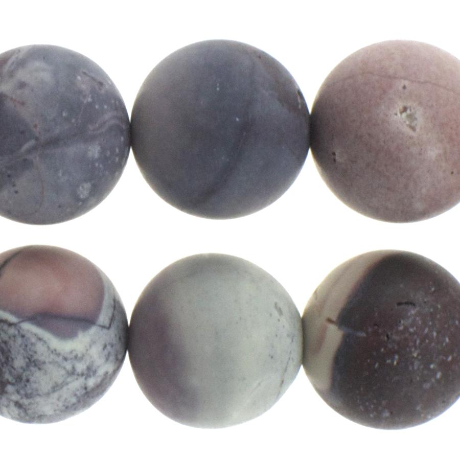 MATTE Porcelain Jasper 12mm Round 15-16 Inch