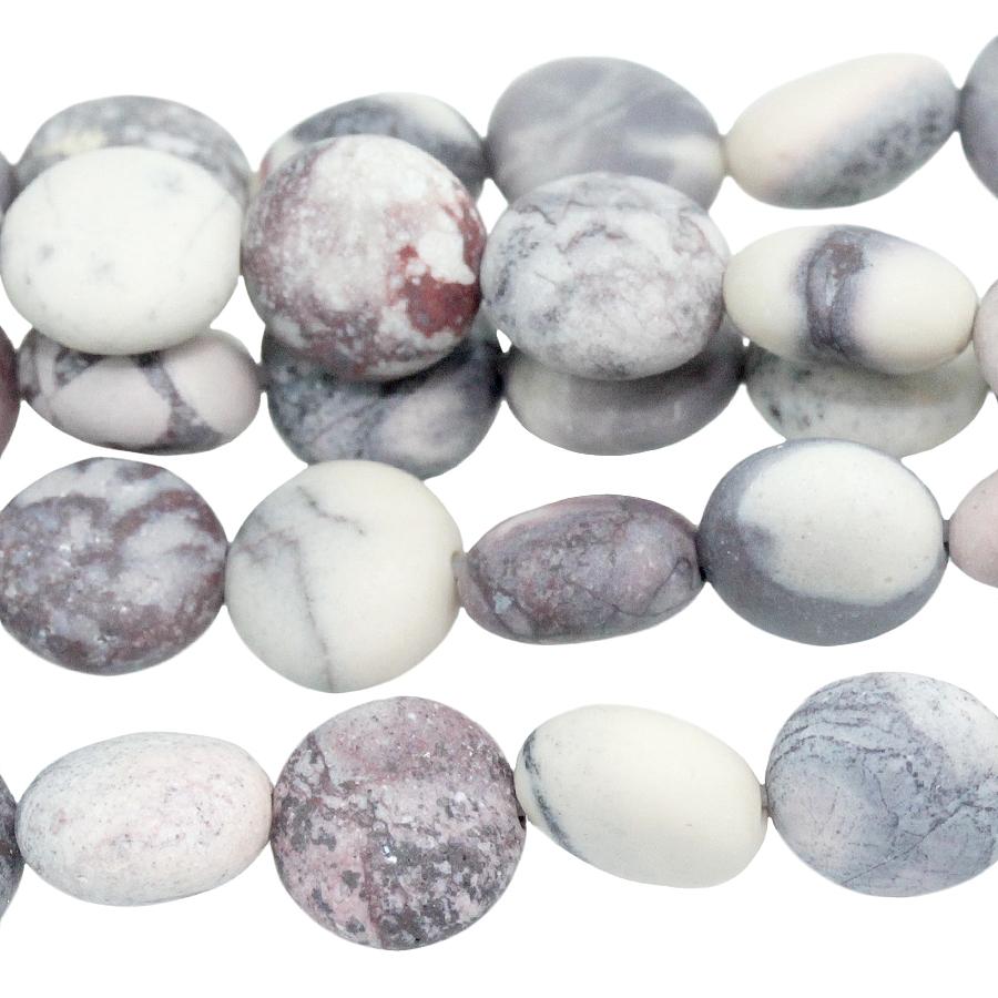 MATTE Porcelain Jasper 8mm Puff Coin 8-Inch