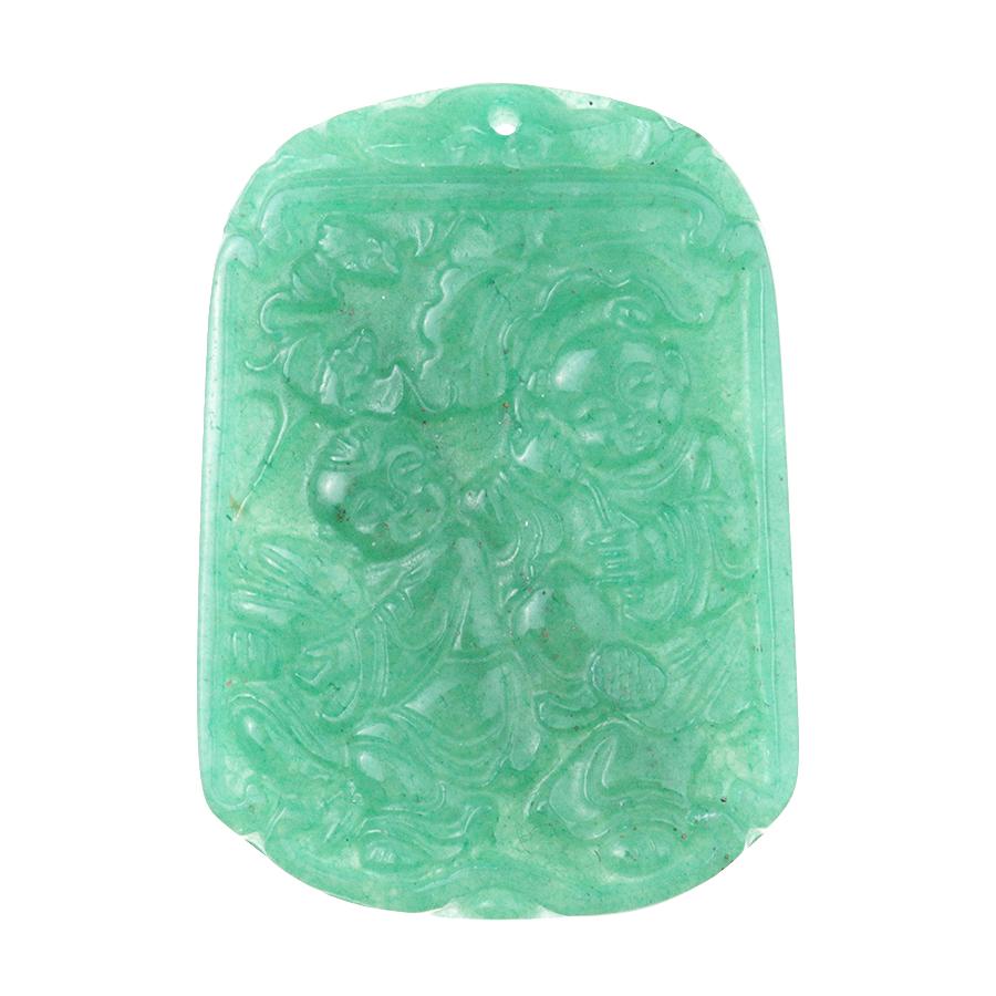 Green Aventurine Carved 35x49mm Child Pose Pendant