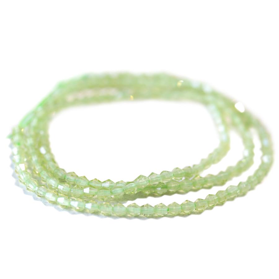 Peridot 3mm Diamond Cut Bicone 15-16 Inch