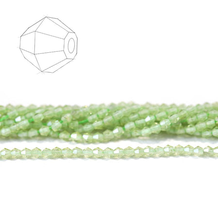 Peridot 3mm Diamond Cut Bicone 15-16 Inch