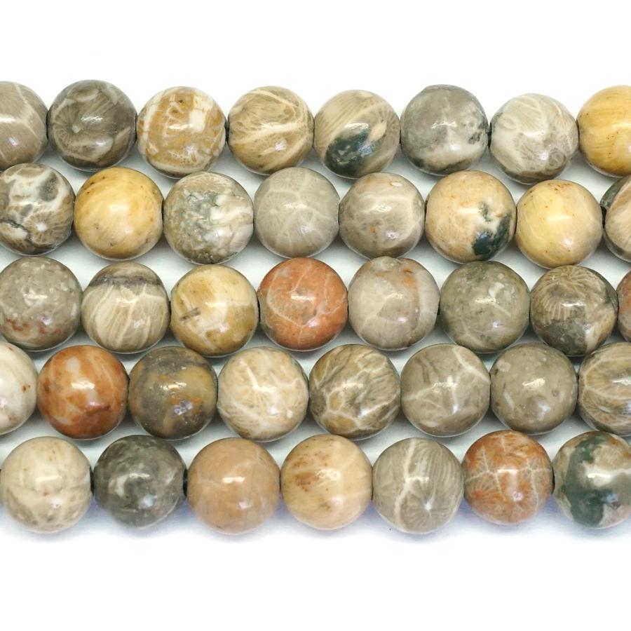 Petoskey Fossil Stone Large Hole 10mm Round - 8-inch