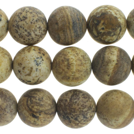 MATTE Picture Jasper 10mm Round 15-16 Inch