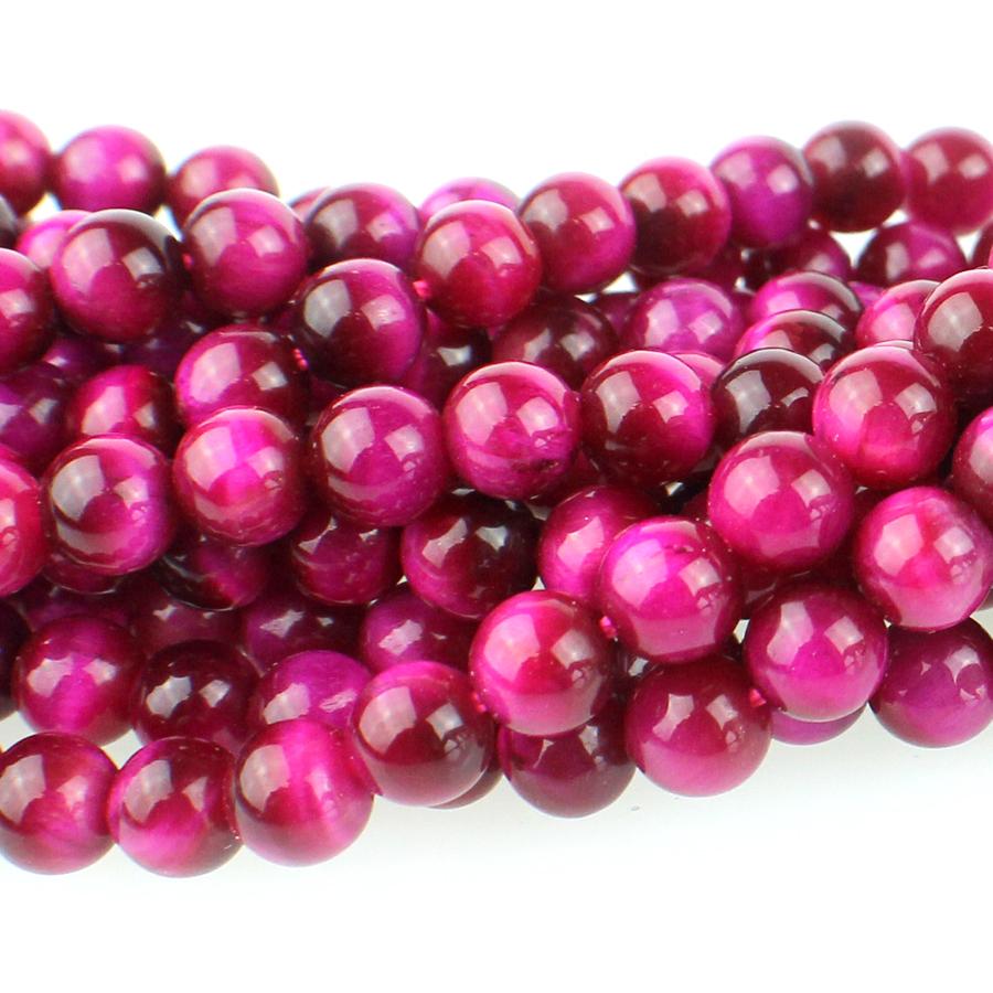 Pink Tiger Eye 6mm Round (dyed)