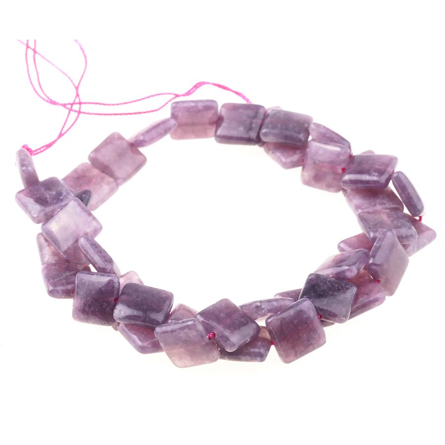 DARK Pink Lepidolite 10mm Square 15-16 Inch