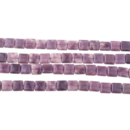 DARK Pink Lepidolite 10mm Square 15-16 Inch