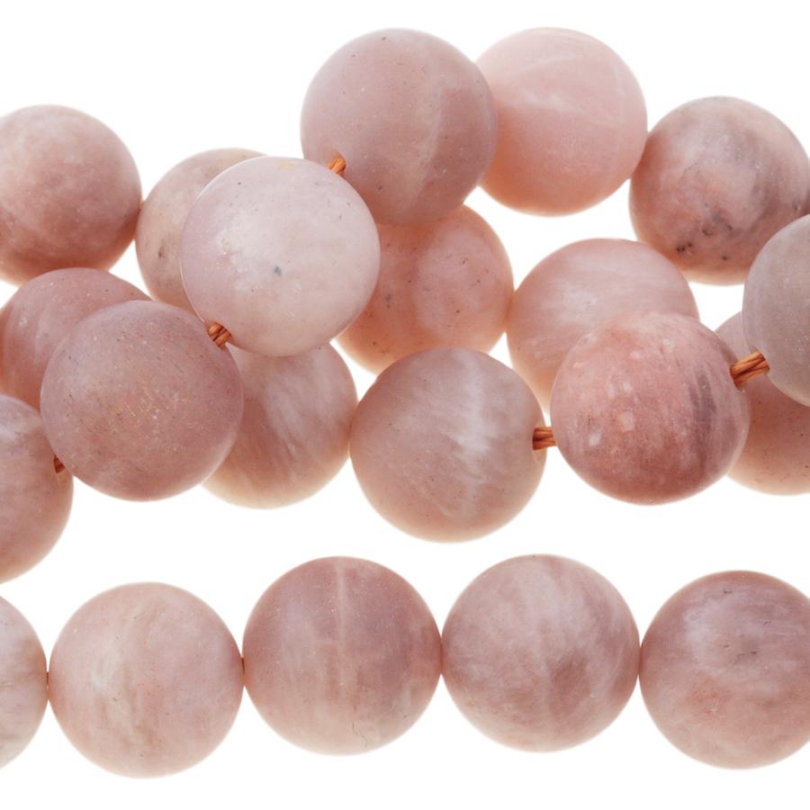 MATTE Peach Moonstone 10mm Round 15-16 Inch