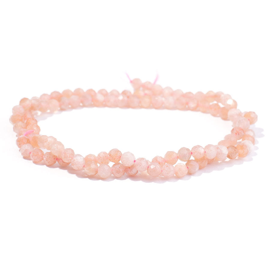 Peach Moonstone 4mm Round Faceted AA Grade - 15-16 Inch - Goody Beads