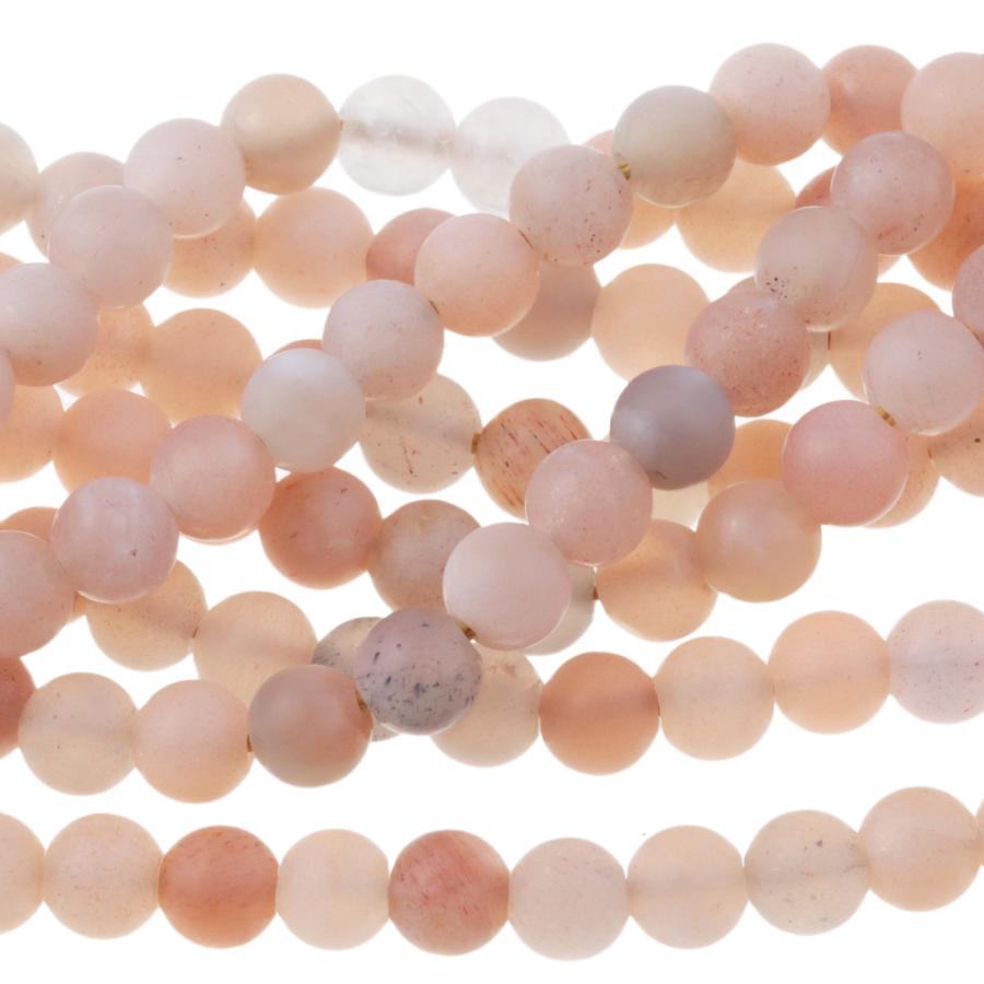 MATTE Peach Moonstone 4mm Round 15-16 Inch