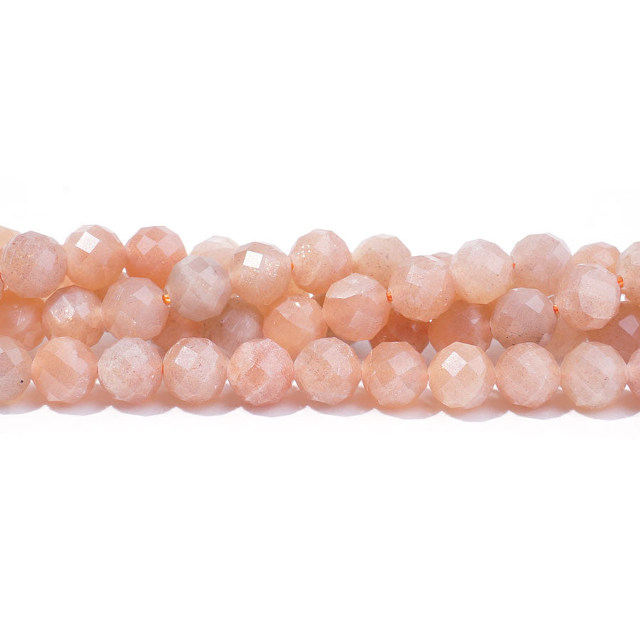 Peach Moonstone 6mm Round Faceted A Grade - 15-16 Inch - Goody Beads