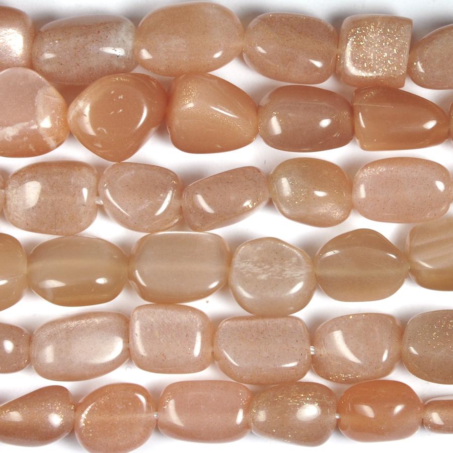 Peach Moonstone Orange 7x9-10x14mm Tumble Nugget 15-16 Inch