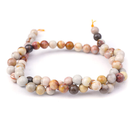 Polychrome Jasper 6mm Round Pink - 15-16 Inch - Goody Beads