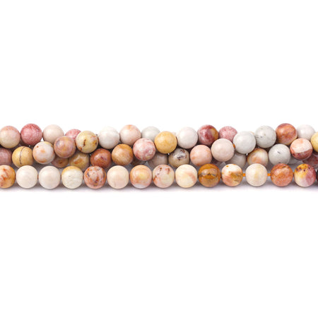 Polychrome Jasper 6mm Round Pink - 15-16 Inch - Goody Beads