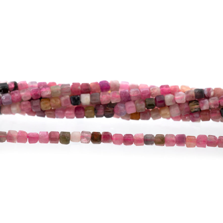 Pink Tourmaline 2mm Cube Table Cut - 15-16 Inch - Goody Beads