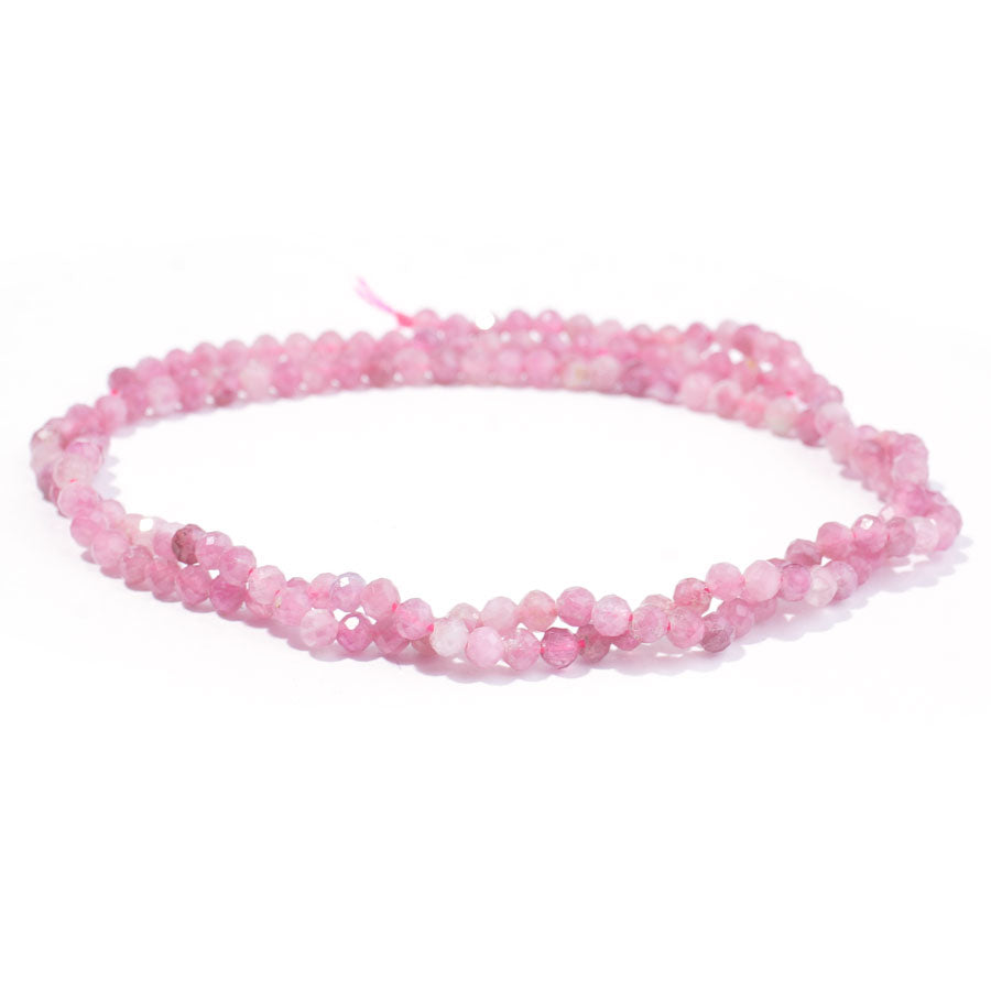 Pink Tourmaline 3mm Round Faceted A Grade - 15-16 Inch - Goody Beads