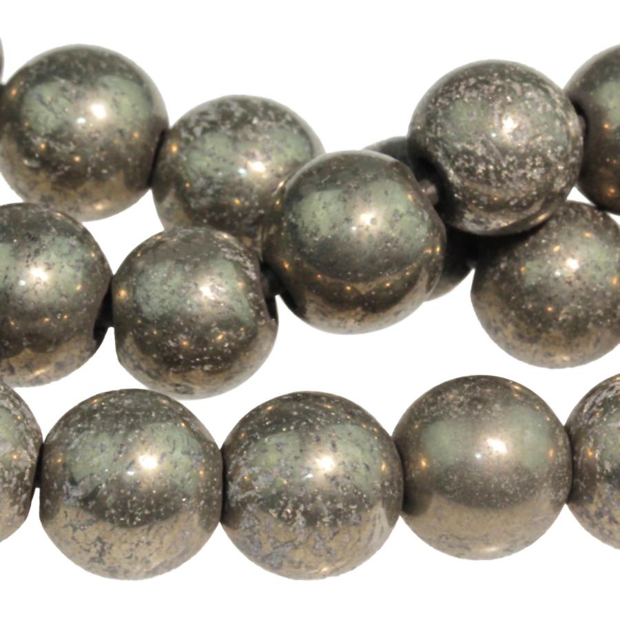 Pyrite 10mm Round Large Hole 8-Inch